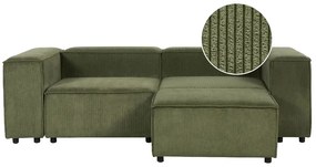 Sofá de canto modular 2 lugares com repousa-pés em bombazine verde APRICA Beliani