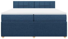Cama com molas/colchão 200x200 cm tecido azul