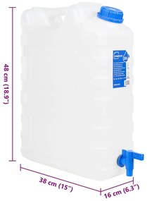 Recipiente de água com torneira transparente 20 L plástico