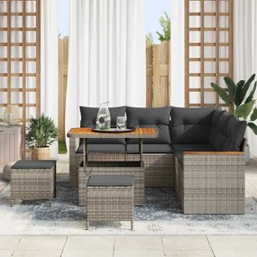 Conjunto de Sofá de Jardim vidaXL com Almofadas Cinzas em Rattan Polip