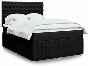 Cama com molas/colchão 140x200 cm tecido preto