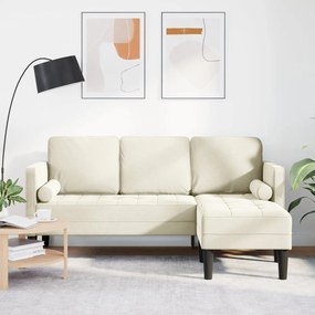 Sofá em L Creme 173x131x67 cm Veludo