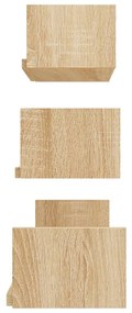 Prateleira de parede 3 pcs derivados de madeira carvalho sonoma