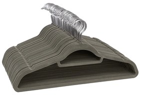 Conjunto de 20 cabides de veludo 45 x 24 cm cinzento