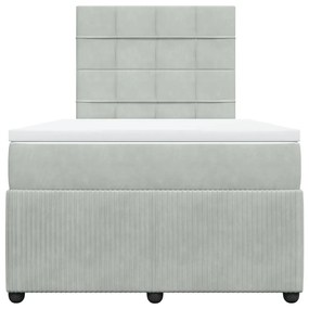 Cama boxspring com colchão 120x190 cm veludo cinzento-claro