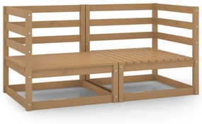 vidaXL Sofás de canto jardim 2 pcs madeira pinho maciço castanho mel