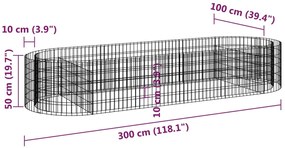 Canteiro elevado/cesto gabião 300x100x50 cm ferro galvanizado