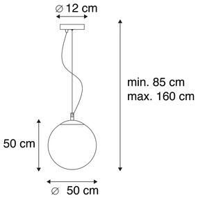 Luminária escandinava de vidro opala de 50 cm - Bola 50 Moderno,Design