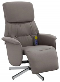 Cadeira massagens reclin. c/ apoio pés tecido cinza-acastanhado
