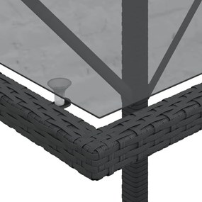 3 pcs conjunto de bistrô com almofadões vime PE preto