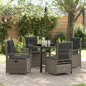 vidaXL Conjunto de Jantar de Jardim 5 Peças Rattan Polímero Cinza