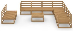 10 pcs conjunto lounge de jardim pinho sólido castanho mel