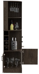 Bar de Canto com Suporte Copos, para sala, cozinha 180,6 cm a x 46,9 cm p x 46,9 cm, Castanho
