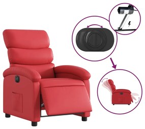 Poltrona reclinável elétrica couro artificial vermelho