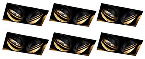 Conjunto de 6 focos embutidos pretos GU10 AR111 sem moldura 2 luzes - Oneon