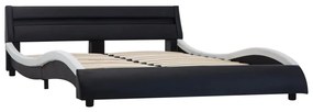 Estrutura cama c/ LEDs 180x200cm couro artificial preto/branco