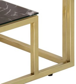 Mesa consola aço inoxidável e vidro temperado dourado