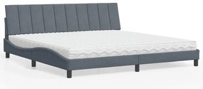 Cama com colchão 200x200 cm veludo cinzento-escuro