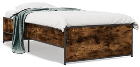 vidaXL Estrutura de cama derivados de madeira e metal carvalho fumado