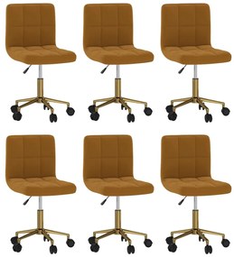 vidaXL Cadeiras de jantar giratórias 6 pcs veludo castanho