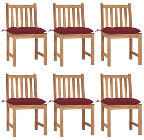 Cadeiras de jardim 6 pcs c/ almofadões madeira de teca maciça