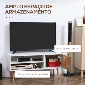 Móvel de TV Minimalista com 2 Prateleiras de Armazenamento e Armário Móvel de TV para Televisores de até 55 Polegadas para Dormitório 110x40x50cm Bran