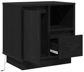 Cômodas de Cabeceira com LED 2 pcs Carvalho Preto 50x34,5x50 cm
