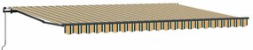 Toldo Retrátil Manual Verde e amarelo 500 × 350 cm Poliéster