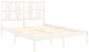 Cama sem colchão 140x200 cm madeira de pinho maciça branco