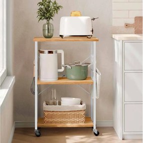 Carrinho de cozinha com Rodas com 3 níveis 40 x 60 x 89 cm carvalho dourado, branco-nuvem
