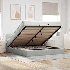 vidaXL Estrutura de cama otomana com colchão 160x200 cm cinzento claro
