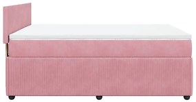 Cama com molas/colchão 160x200 cm veludo rosa