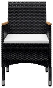 9 pcs conjunto jantar p/ jardim vime PE e vidro temperado preto