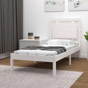 Estrutura cama pequena solteiro 75x190 cm madeira maciça branco