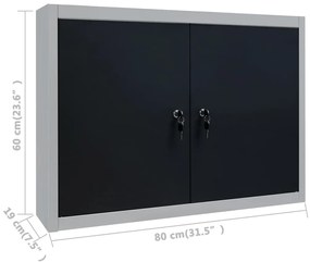 Armário ferramentas parede industrial metal cinzento e preto