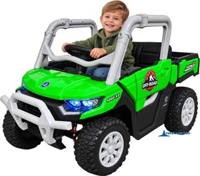 Carro elétrico para crianças 1 a 6 anos 12V 4x4 Buggy 1000RR rodas borracha e controlo remoto Verde