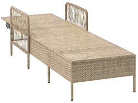 Espreguiçadeira Bege e creme Vime PE 157 x 55 x 92 cm Dobrável