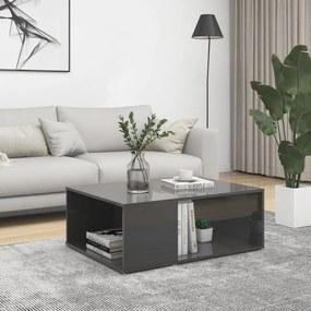 vidaXL Mesa de centro 90x67x33 cm contraplacado cinzento brilhante