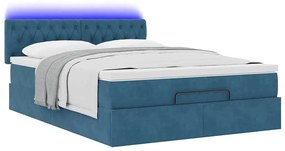 Estrutura de cama otomana com colchão 140x190cm azul escuro