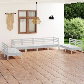 vidaXL 8 pcs conjunto lounge de jardim pinho maciço branco