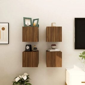 vidaXL Móveis de TV de parede 4pcs 30,5x30x30 cm cor carvalho castanho