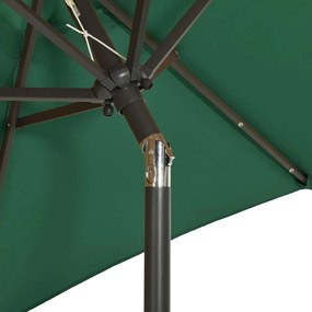 Guarda-sol de jardim com luzes LED 200x211 cm alumínio verde