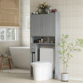 Móvel de casa de banho para colocar sobre o lavatório 80 x 19,5 x 170 cm ou a máquina de lavar roupa, 2 portas, 3 compartimentos, suporte para papel h