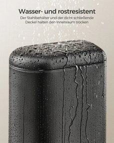 Caixote lixo casa de banho de 10 litros com tampa de aço pequena Preto