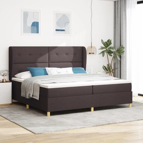 Cama Box Spring vidaXL com Colchão - Castanho Escuro, 200x200 cm, Tecido