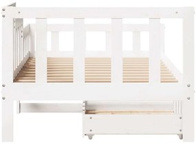 Sofá-cama c/ gavetas 90x190 cm madeira de pinho maciça branco