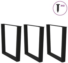 Pernas para mesa de jantar em V 3 peças, preto, 90x(72-73,3) cm, aço
