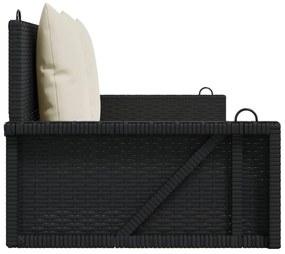 Banco baloiço com almofadões 119x56x48 cm vime PE preto