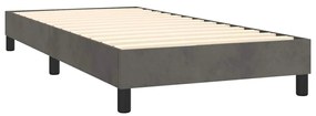 Cama box spring c/ colchão/LED 80x200 cm veludo cinzento-escuro