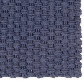 Tapete retangular natural 180x250 cm algodão azul marinho